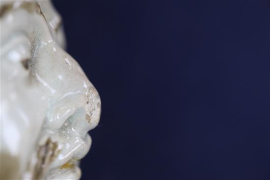 An 18th century Prattware mask scent bottle length 8cm